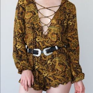 Paisley Lace Up Romper